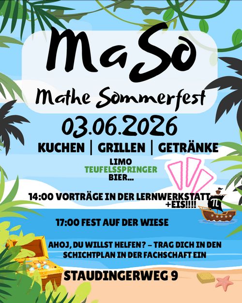 Mathe Sommerfest - 03.06.2026 - Kuchen | Grillen | Getränke.