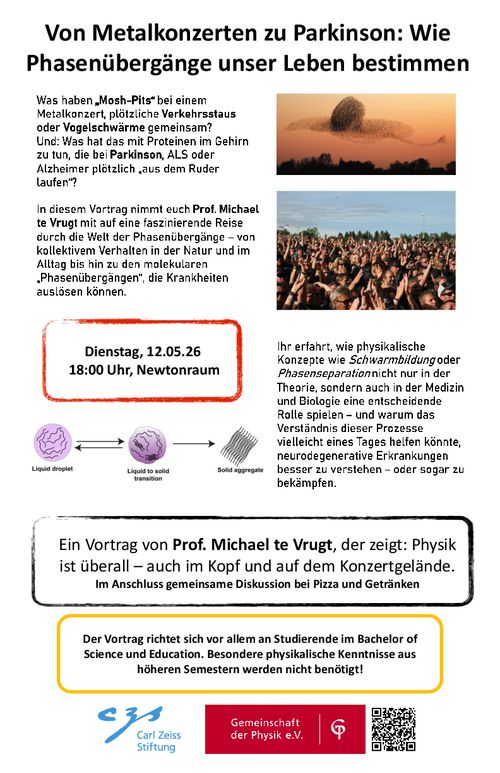 Plakat zum Vortrag: Von Metalkonzerten zu Parkinson